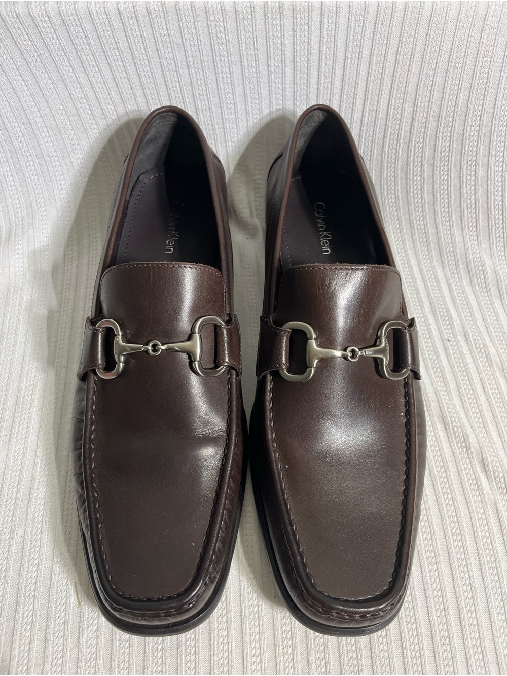 Calvin Klein Men's Brown Leather Bit Loafers 12M
